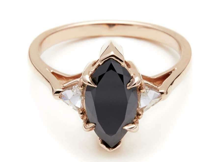 marquise cut black diamond and white diamonds