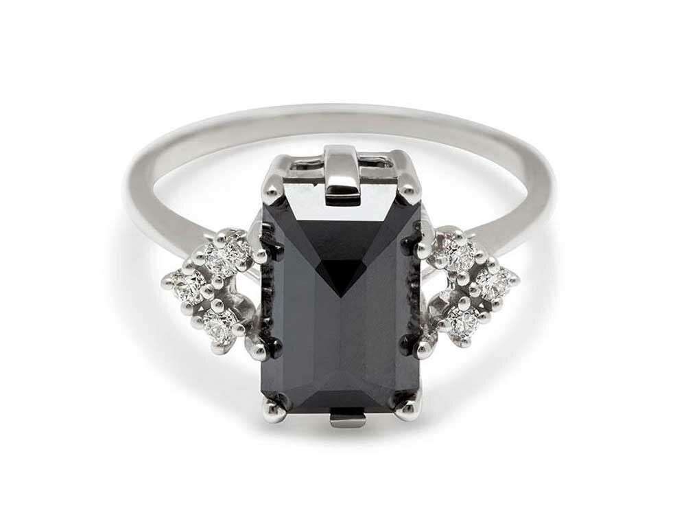 with emerald cut black diamond