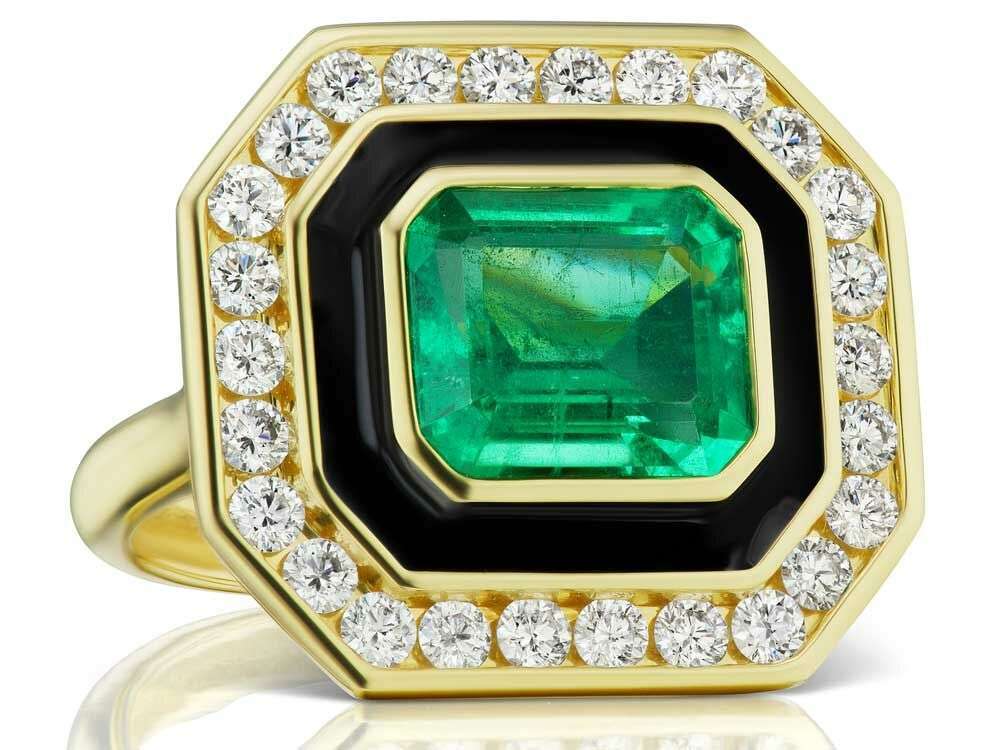 emerald ring with diamonds
