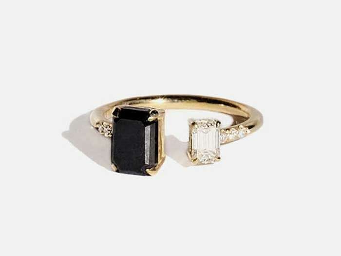 emerald cut black and white diamonds