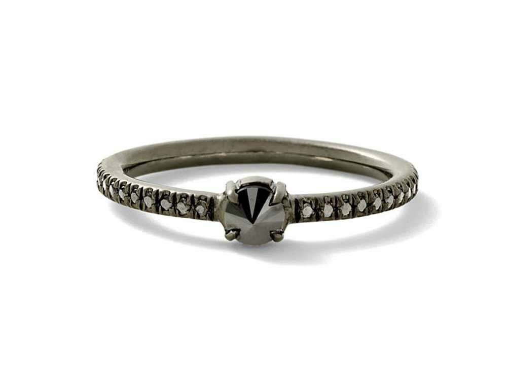 elegant ring with black diamond