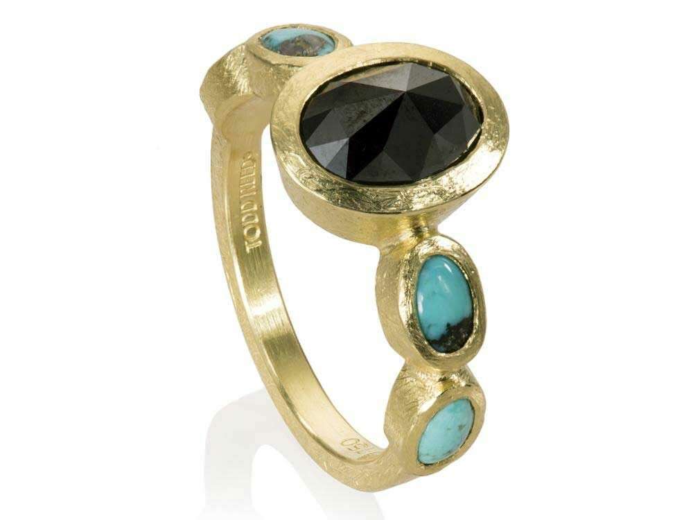 ring with oval black diamond