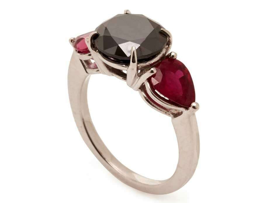 black diamond center and rubies