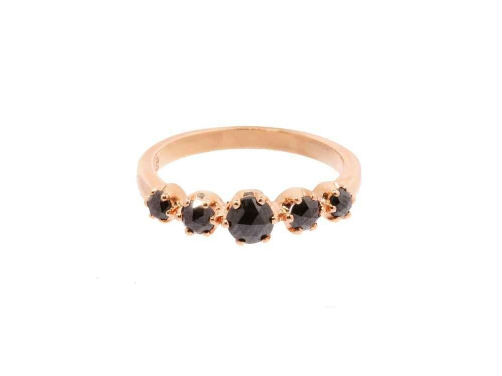 ring with rose cut black diamonds